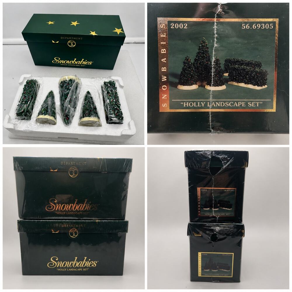 Dept 56 Snowbabies Holly Landscape Set 2002 #56.69305 Lot of 2 New Sealed Boxes